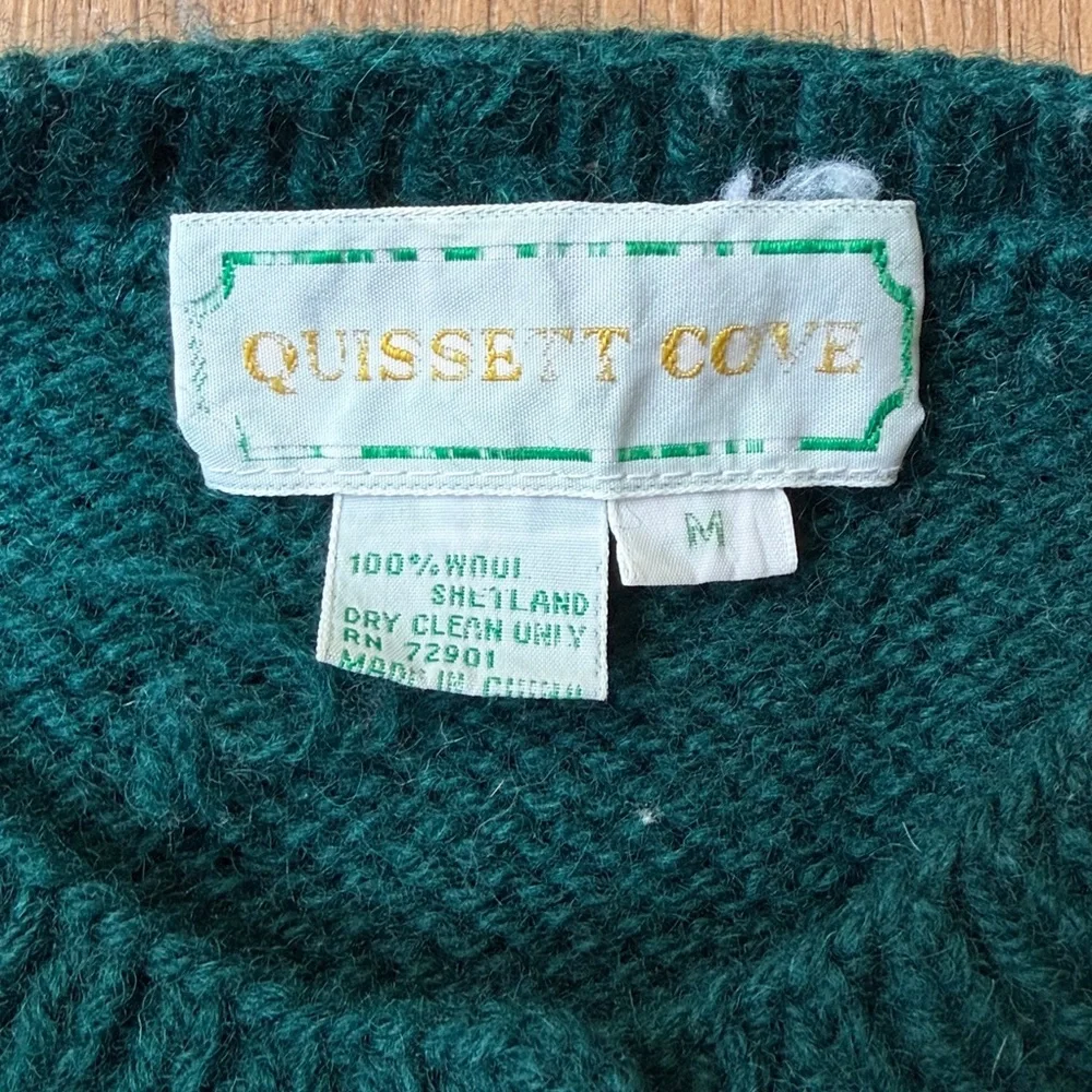 Vintage Quissett Cove Cardinal Birds 100% Shetland WOOL Cardigan Sweater - Picture 6 of 8